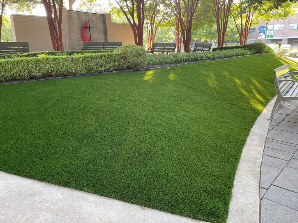 fake grass and pavers