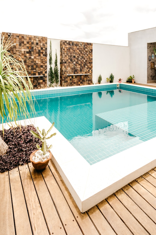 wood pool deck