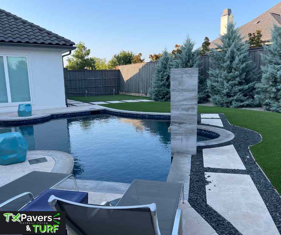  landscaping ideas with artificial grass and swimming pool,
