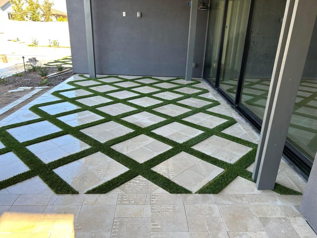 artificial grass and pavers ideas