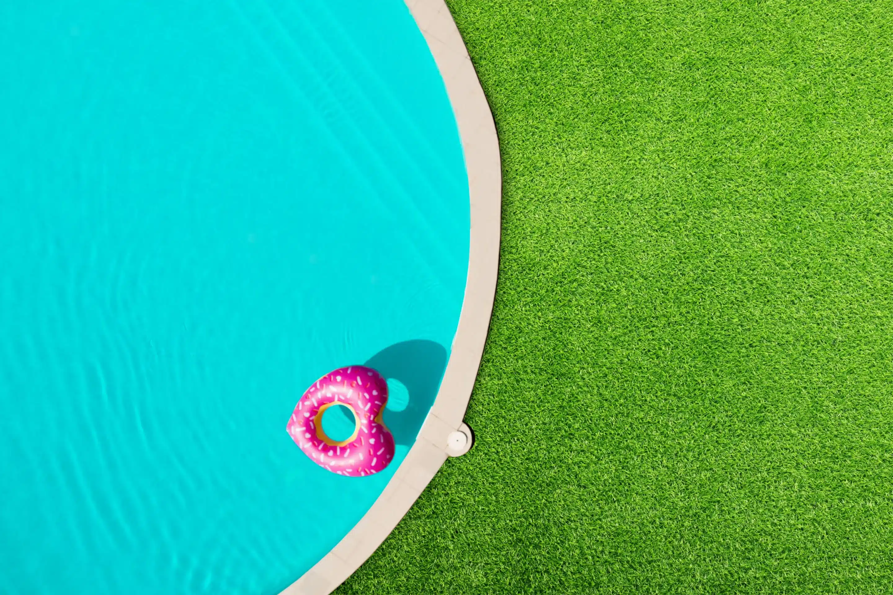 Poolside turf backyard